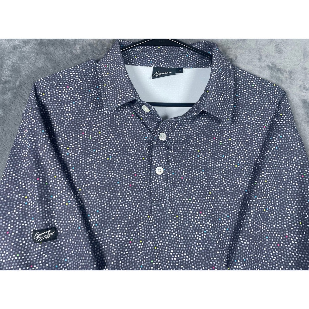 Sunday Swagger Intergalactic Golf Mens Large Golf Polo Shirt Gray Short Sleeve